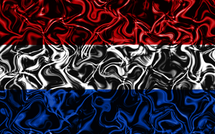 4k, Bandeira da Holanda, resumo de fuma&#231;a, Europa, s&#237;mbolos nacionais, Holand&#234;s bandeira, Arte 3D, Holanda 3D bandeira, criativo, Pa&#237;ses europeus, Pa&#237;ses baixos