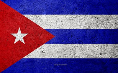 Flag of Cuba, concrete texture, stone background, Cuba flag, North America, Cuba, flags on stone