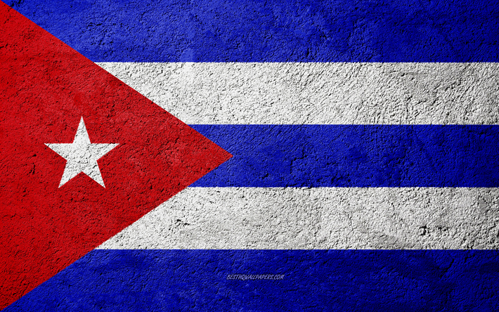 Flagga av Kuba, konkret struktur, sten bakgrund, Kuba flagga, Nordamerika, Kuba, flaggor p&#229; sten