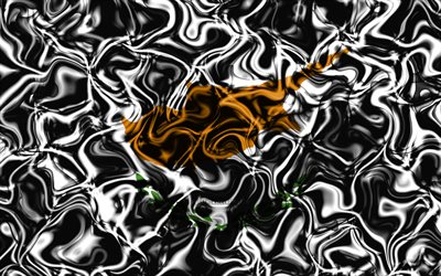 4k, Flag of Cyprus, abstract smoke, Europe, national symbols, Cypriot flag, 3D art, Cyprus 3D flag, creative, European countries, Cyprus