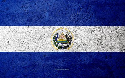 Drapeau de El Salvador, du béton, de la texture, de la pierre de fond, drapeau El Salvador, Amérique du Nord, en El Salvador, les drapeaux sur la pierre