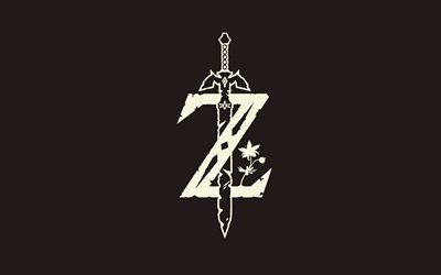 Zelda Zelda Efsanesi, 4k, minimal, yaratıcı, kahverengi arka plan, Efsane logosu