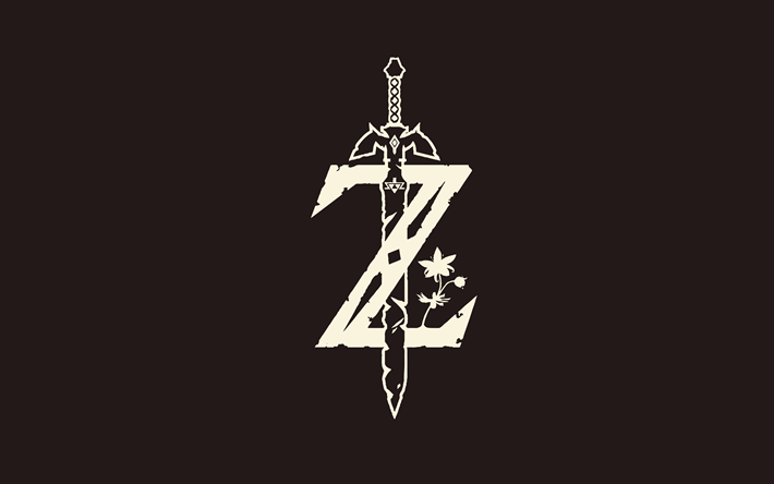 The Legend Of Zelda, 4k, minimaalinen, luova, ruskea tausta, The Legend Of Zelda-logo