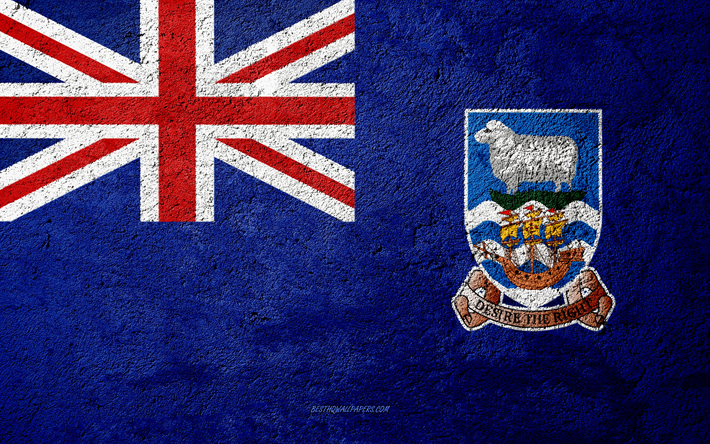 Lipun Falklandin Saaret, betoni rakenne, kivi tausta, Falklandinsaarten lippu, Etel&#228;-Amerikassa, Falklandin Saaret, liput kivi