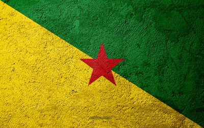 Flag of French Guiana, concrete texture, stone background, French Guiana flag, South America, French Guiana, flags on stone