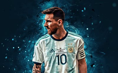Lionel Messi, 2019, Argentina national football team, close-up, football stars, 2019 Copa America, abstract art, Leo Messi, soccer, Messi, Argentine National Team