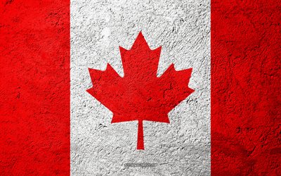 Flag of Canada, concrete texture, stone background, Canada flag, North America, Canada, flags on stone, Canadian flag