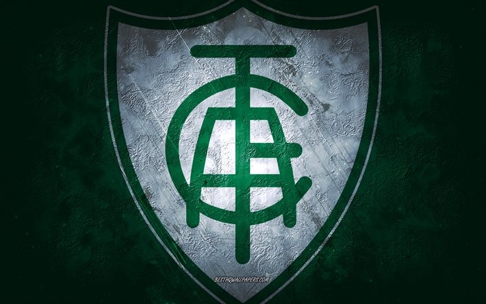 America Mineiro, squadra di calcio brasiliana, sfondo verde, logo America Mineiro, arte grunge, Serie A, Brasile, calcio, Emblema America Mineiro