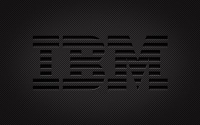 Logo in carbonio IBM, 4k, arte grunge, sfondo in carbonio, creativo, logo nero IBM, logo IBM, IBM