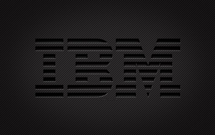 Logotipo de carbono da IBM, 4k, arte grunge, fundo de carbono, criativo, logotipo preto ibm, logotipo da IBM, IBM