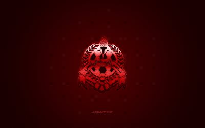 Al-Rayyan SC, Qatar football club, QSL, red logo, red carbon fiber background, Qatar Stars League, football, Al Rayyan, Qatar, Al-Rayyan SC logo