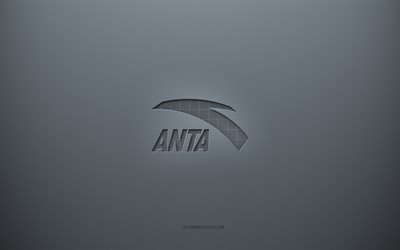 Logotipo da Anta, plano de fundo cinza criativo, emblema da Anta, textura de papel cinza, Anta, plano de fundo cinza, logotipo da Anta 3d