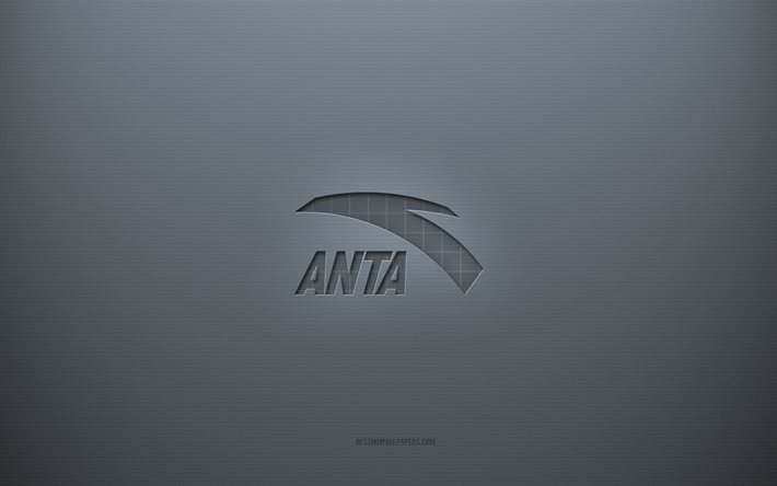 Logo Anta, sfondo grigio creativo, emblema Anta, trama di carta grigia, Anta, sfondo grigio, logo Anta 3d