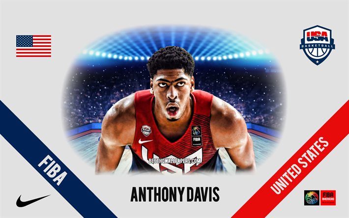 Anthony Davis, equipo nacional de baloncesto de Estados Unidos, jugador de baloncesto estadounidense, NBA, retrato, Estados Unidos, baloncesto