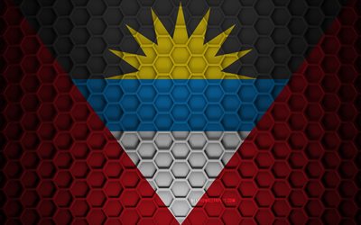 アンティグア・バーブーダ, 3D六角形テクスチャ, 3Dテクスチャ, アンティグアバーブーダの3Dフラグ, 金属の質感, アンティグアバーブーダの旗
