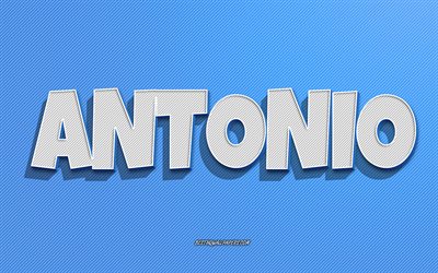 Antonio, blue lines background, wallpapers with names, Antonio name, male names, Antonio greeting card, line art, picture with Antonio name