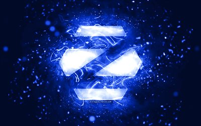 Zorin OS logo blu scuro, 4k, luci al neon blu scuro, Linux, creativo, sfondo astratto blu scuro, logo Zorin OS, OS, Zorin OS