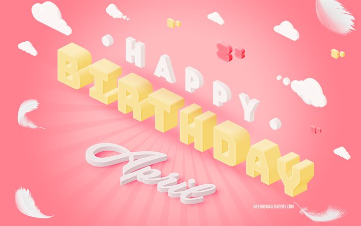 お誕生日おめでとう4月, 3Dアート, 誕生日の3D背景, 4月, ピンクの背景, 4月の誕生日おめでとう, 3Dレター, 4月の誕生日, 創造的な誕生日の背景