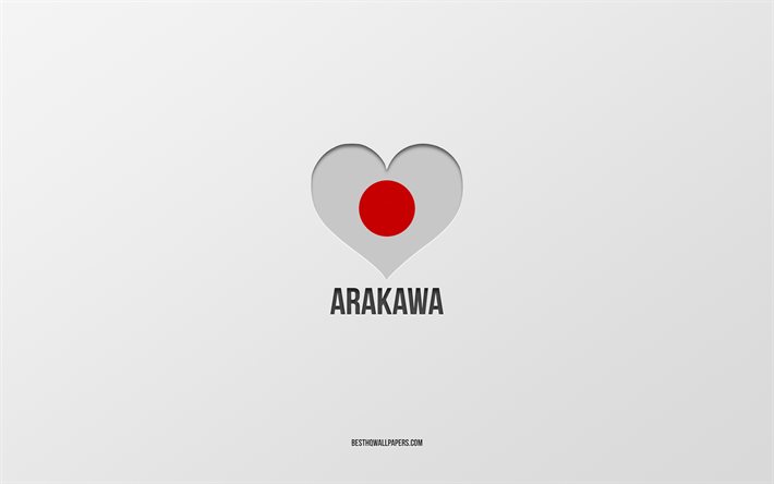 J&#39;aime Arakawa, villes sud-cor&#233;ennes, Jour d&#39;Arakawa, fond gris, Arakawa, Cor&#233;e du Sud, coeur du drapeau sud-cor&#233;en, villes pr&#233;f&#233;r&#233;es, Amour Arakawa
