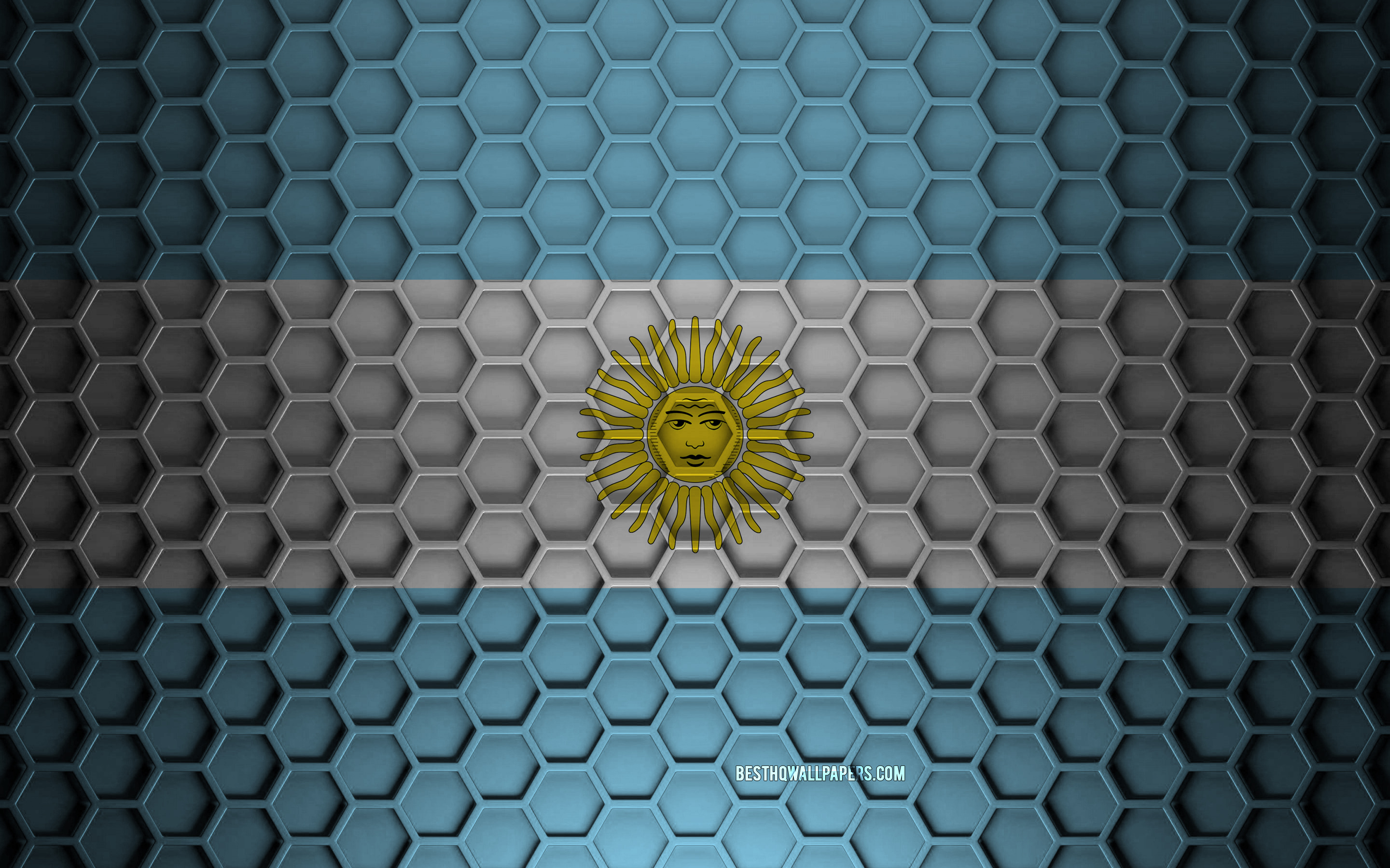 Descargar Fondos De Pantalla Bandera De Argentina Textura De Hexágonos 3d Argentina Textura