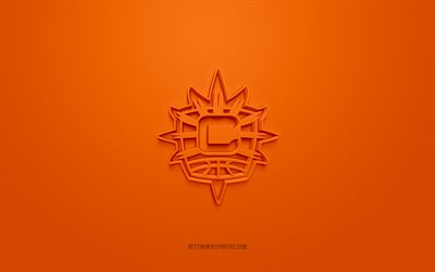 Connecticut Sun, yaratıcı 3D logo, turuncu arka plan, Amerikan basketbol kul&#252;b&#252;, WNBA, Connecticut, ABD, 3d sanat, basketbol, Connecticut Sun 3d logosu