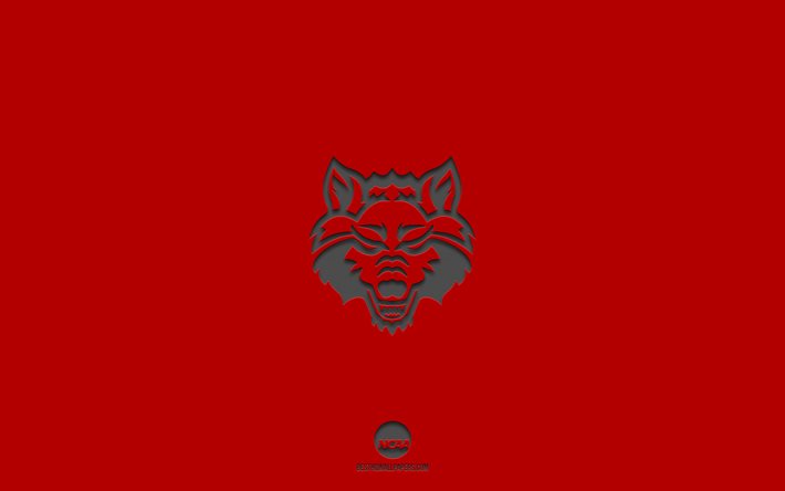 Arkansas State Red Wolves, sfondo bordeaux, squadra di football Americano, Arkansas State Red Wolves emblema, NCAA, Arkansas, USA, football Americano, Arkansas State Red Wolves logo