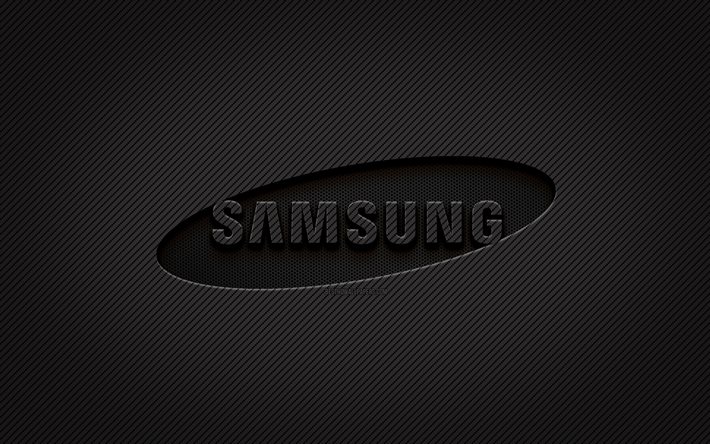 Download wallpapers Samsung carbon logo, 4k, grunge art, carbon background,  creative, Samsung black logo, Samsung logo, Samsung for desktop free.  Pictures for desktop free