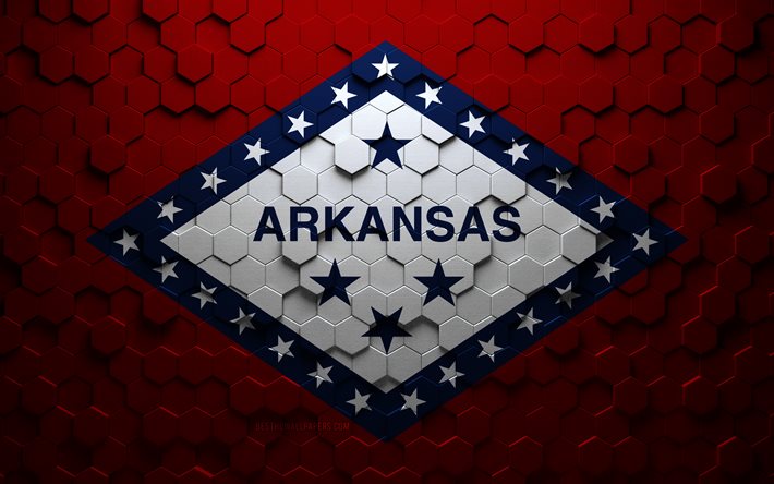 Arkansas flagga, bikakekonst, Arkansas hexagons flagga, Arkansas, 3d hexagons art