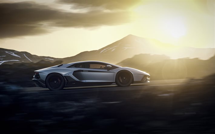 2022, Lamborghini Aventador LP 780-4 Ultimae, ext&#233;rieur, vue lat&#233;rale, nouvelle Aventador grise, tuning Aventador, voitures de sport italiennes, Lamborghini