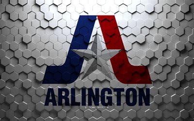 flagge von arlington, texas, wabenkunst, arlington hexagons flag, arlington, zd hexagons art, arlington flag
