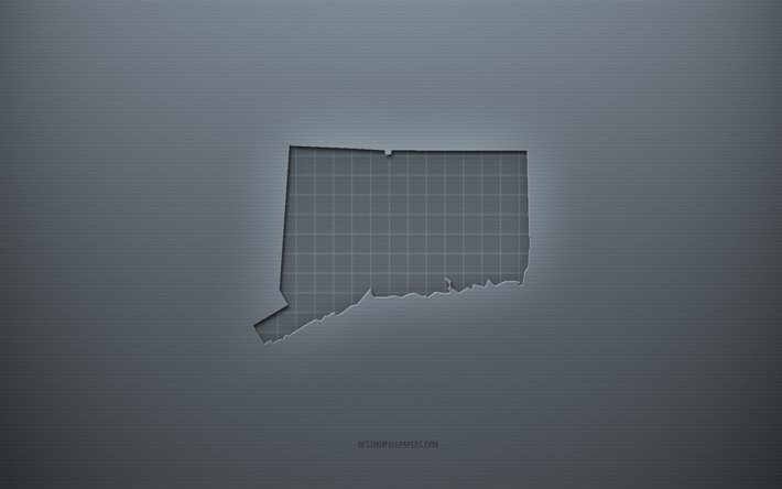 Carte du Connecticut, fond cr&#233;atif gris, Connecticut, &#201;tats-Unis, texture de papier gris, &#201;tats am&#233;ricains, silhouette de carte du Connecticut, carte du Connecticut, fond gris, carte 3D du Connecticut