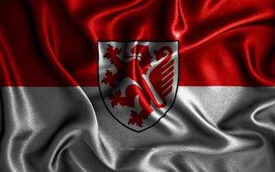 Braunschweigin lippu, 4k, silkki aaltoilevat liput, Saksan kaupungit, kangasliput, Braunschweigin päivä, 3D-taide, Braunschweig, Eurooppa, Braunschweig 3D-lippu, Saksa