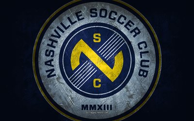 Nashville SC, American soccer team, blue background, Nashville SC logo, grunge art, USL, soccer, Nashville SC emblem