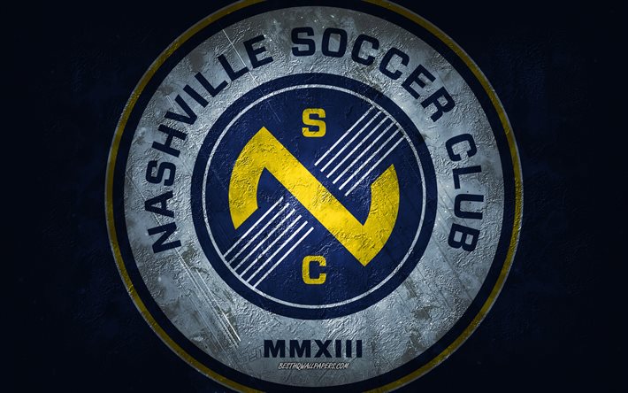 ナッシュビルSC, アメリカのサッカーチーム, 青い背景, ナッシュビルSCのロゴ, グランジアート, USL, サッカー, ナッシュビルSCのエンブレム