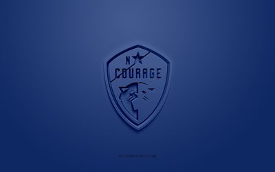 North Carolina Courage, creative 3D logo, blue background, NWSL, 3d emblem, American soccer club, North Carolina, USA, 3d art, soccer, North Carolina Courage 3d logo