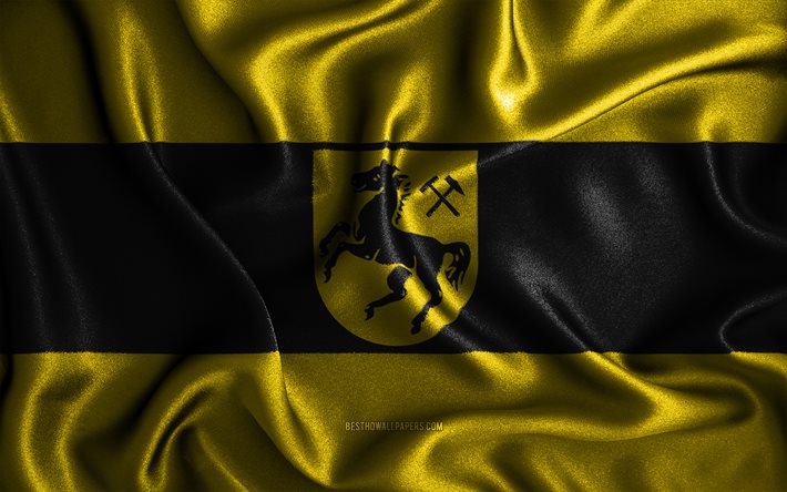 Bandeira de Herne, 4k, bandeiras onduladas de seda, cidades alem&#227;s, bandeiras de tecido, Dia de Herne, arte 3D, Herne, Europa, cidades da Alemanha, Bandeira de Herne 3D, Alemanha