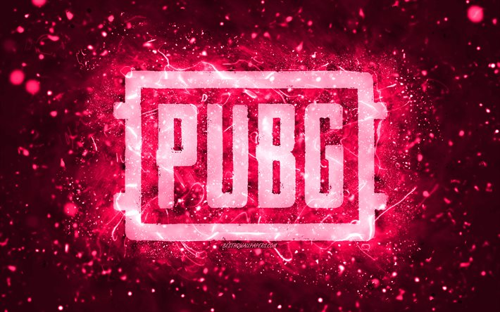 Logotipo do Pubg rosa, 4k, luzes de n&#233;on rosa, PlayerUnknowns Battlegrounds, criativo, fundo abstrato rosa, logotipo do Pubg, jogos online, Pubg