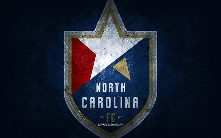 North Carolina FC, squadra di calcio americana, sfondo blu, logo North Carolina FC, arte del grunge, USL, calcio, emblema North Carolina FC