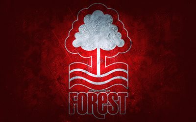 Nottingham Forest FC, English football team, red background, Nottingham Forest FC logo, grunge art, EFL Championship, West Bridgford, football, England, Nottingham Forest FC emblem