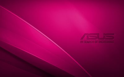 Logotipo roxo da Asus, 4K, criativo, fundo roxo ondulado, logotipo da Asus, arte, Asus