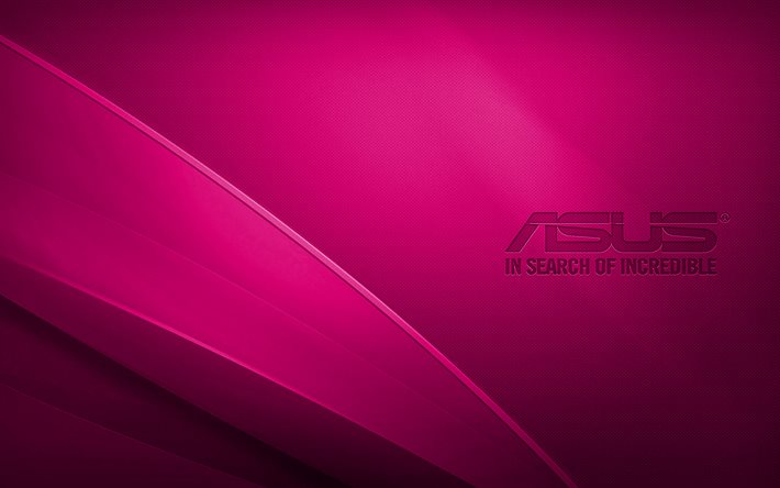 Asus violetti logo, 4K, luova, violetti aaltoileva tausta, Asus -logo, kuvitus, Asus