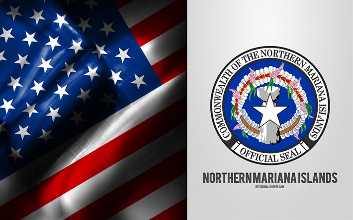 Selo das Ilhas Marianas do Norte, bandeira dos EUA, emblema das Ilhas Marianas do Norte, bras&#227;o das Ilhas Marianas do Norte, bandeira americana, Ilhas Marianas do Norte, EUA