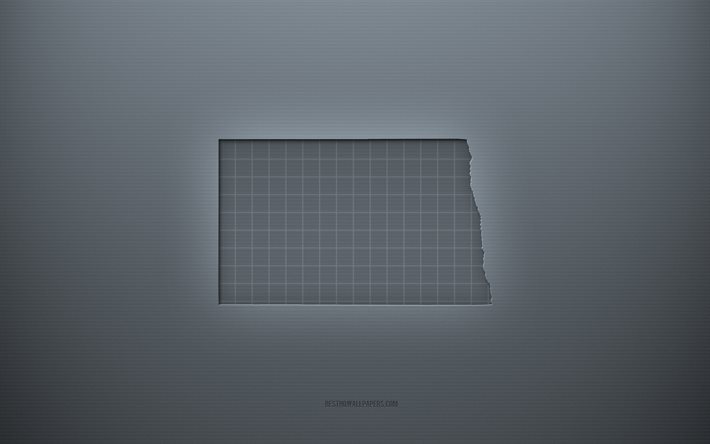 North Dakota karta, gr&#229; kreativ bakgrund, North Dakota, USA, gr&#229;tt papper textur, amerikanska stater, North Dakota karta silhuett, karta &#246;ver North Dakota, gr&#229; bakgrund, North Dakota 3d karta