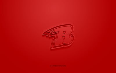 Rapid City Rush, creative 3D logo, red background, ECHL, 3d emblem, American Hockey Club, South Dakota, USA, 3d art, hockey, Rapid City Rush 3d logo