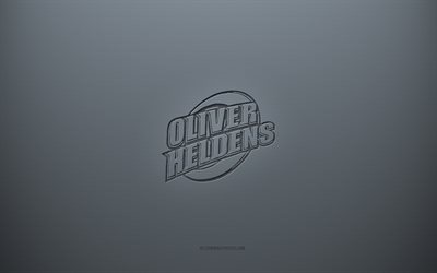 شعار أوليفر هيلدينز, الخلفية الرمادية الإبداعية, نسيج ورقة رمادية, أوليفر هيلدينز, خلفية رمادية, شعار أوليفر هيلدينز ثلاثي الأبعاد