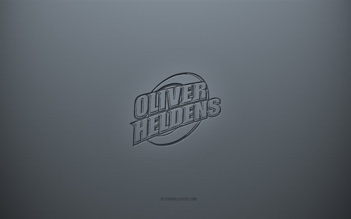 Logotipo Oliver Heldens, fundo cinza criativo, emblema Oliver Heldens, textura de papel cinza, Oliver Heldens, fundo cinza, logotipo Oliver Heldens 3D