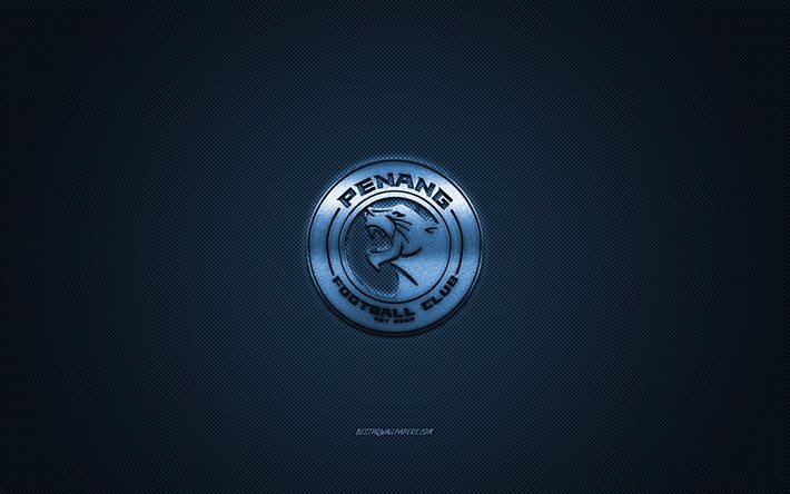 Penang FC, Malezya Futbol Kul&#252;b&#252;, mavi logo, mavi karbon fiber arka plan, Malezya S&#252;per Ligi, futbol, George Town, Malezya, Penang FC logosu