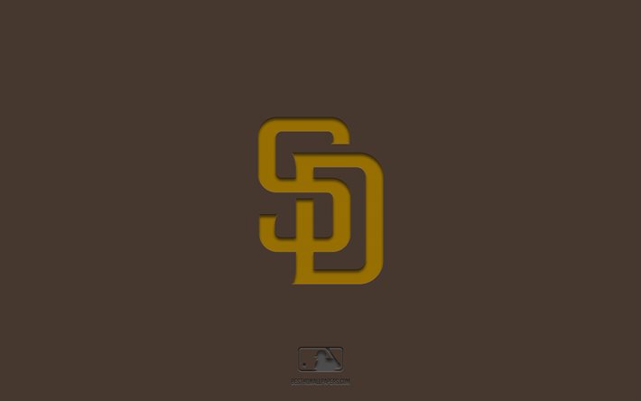 サンディエゴパドレス, 茶色の背景, アメリカの野球チーム, サンディエゴパドレスのエンブレム, MLB, サンディエゴ, 米国, 野球。, サンディエゴパドレスのロゴ