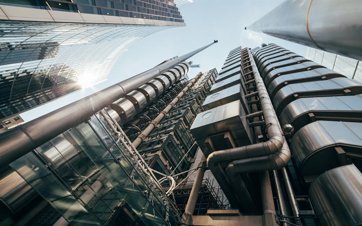 London, The Lloyds Building, 4k, tower, pipe, England