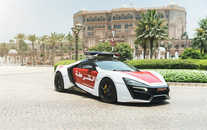 Lykan Hypersport, 4k, Abu Dhabi Police, police supercar, police cars, UAE